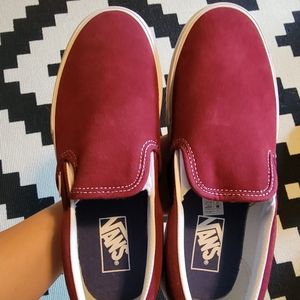 Vans slides, platform sole! Pomegranate suede size 9 womens Worn 1x!